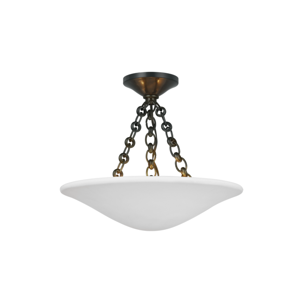 Mollino Semi-Flush Mount - Alabaster and Bronze, 16