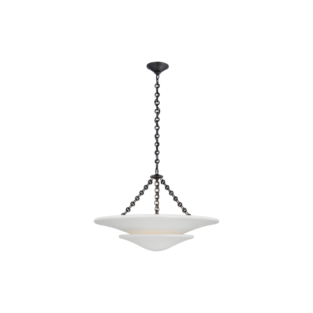 Mollino Tiered Chandelier - Alabaster and Bronze, Medium 