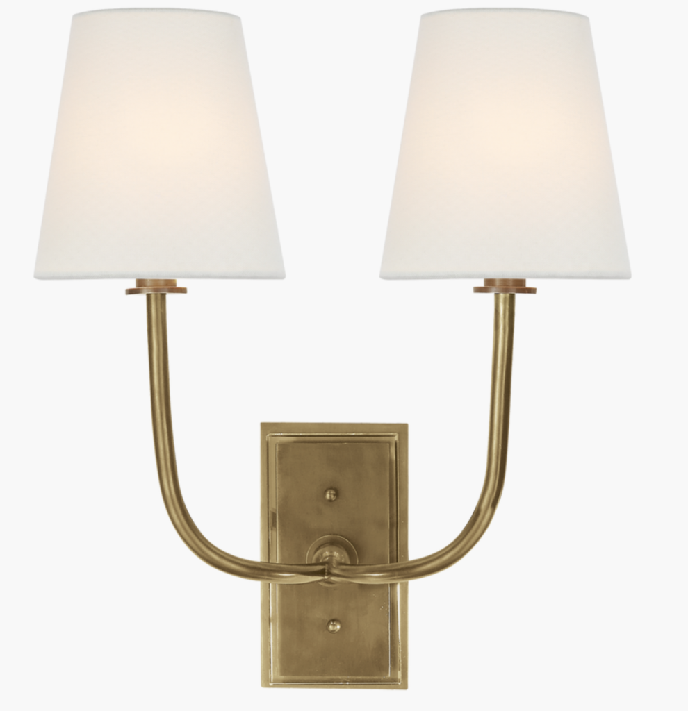 Hulton Double Sconce - Hand-Rubbed Antique Brass 